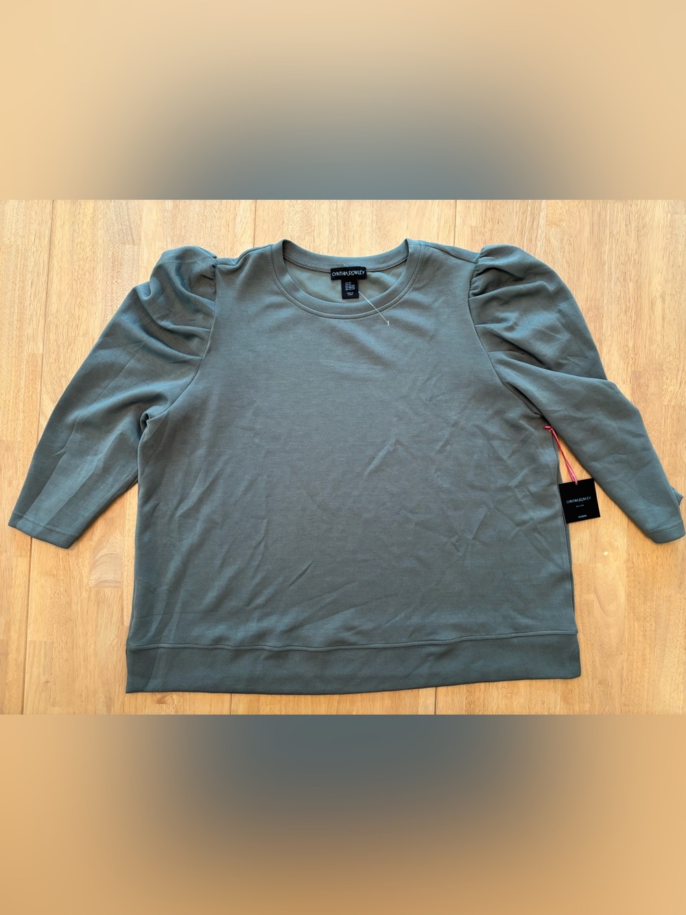 Cynthia Rowley Puff Sleeve Scuba top, Sage Green, 2X, NWT